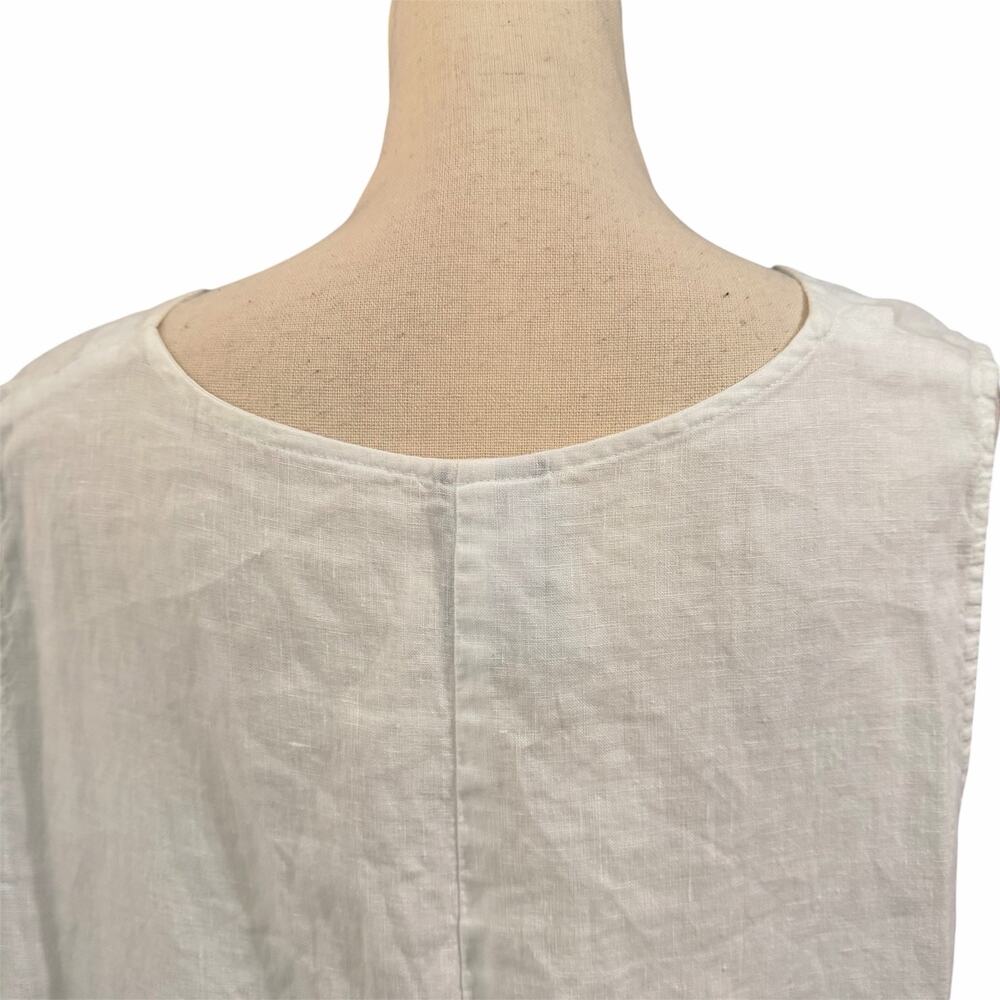 La Fixsun Women's White 100% Linen Sleeveless Dress Sz S Lagenlook Asymmetrical - Picture 4 of 7